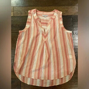 Liverpool Peach/cream Striped Tank Top-Large